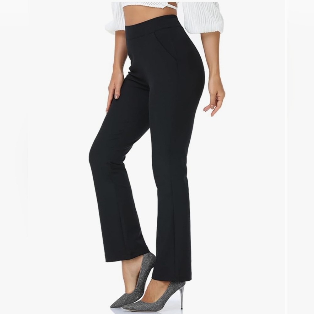 High Waisted Pull On Work Slacks Boot Cut Women's Dress Pants Size X-Small 0-2